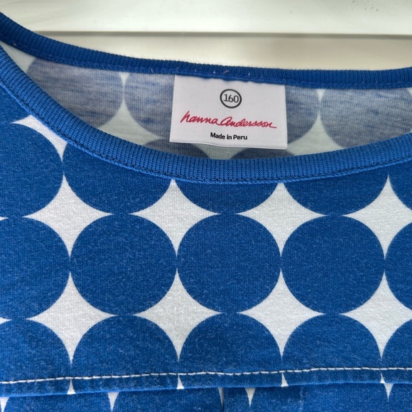 Hanna Andersson White w/Bright Blue Dot Sleeveless Dress in Size 12/14 - Picture 2 of 3